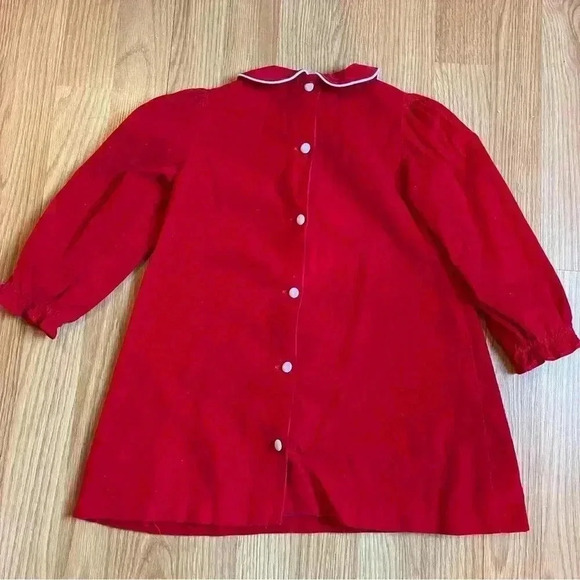4T 100% cotton Rudolph red Christmas shift dress long sleeves ribbed corduroy - Picture 4 of 7